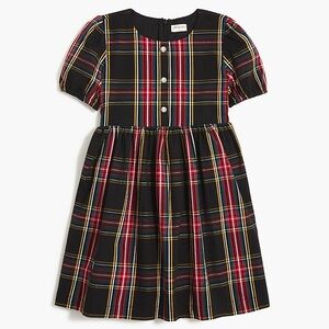 J. Crew Girls' Stewart tartan jewel button-front dress Size 5 Like New